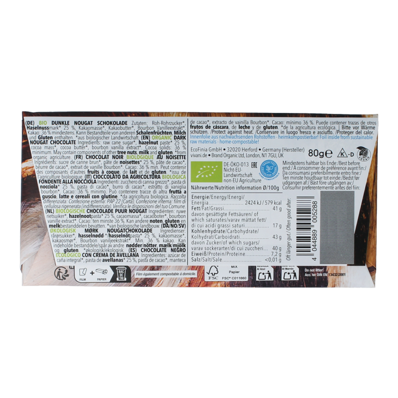 Vivani Chocolade puur nougat gianduja - Afbeelding 2