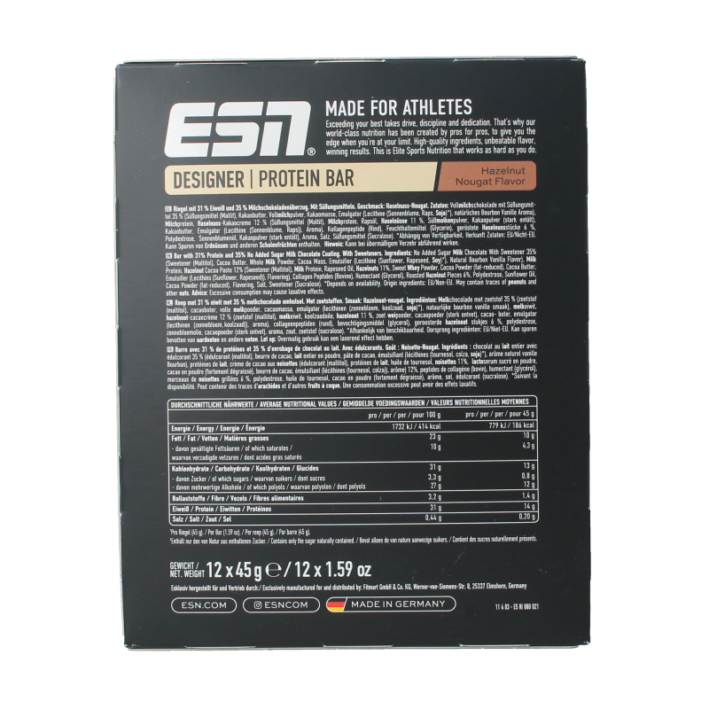 ESN Hazelnut nougat bar 45g - Afbeelding 2
