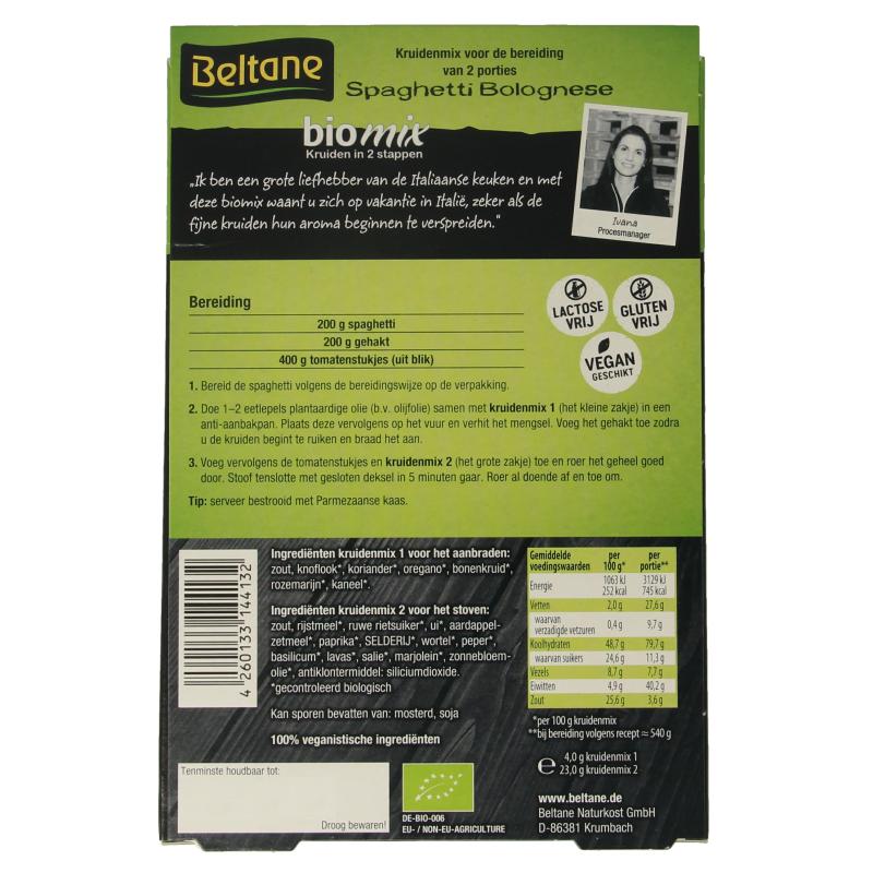 Beltane Spaghetti bolognese mix bio - Afbeelding 2