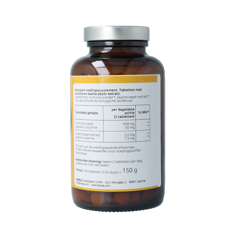 Hanoju Kurkumapoeder + piperine 500mg bio - Afbeelding 3