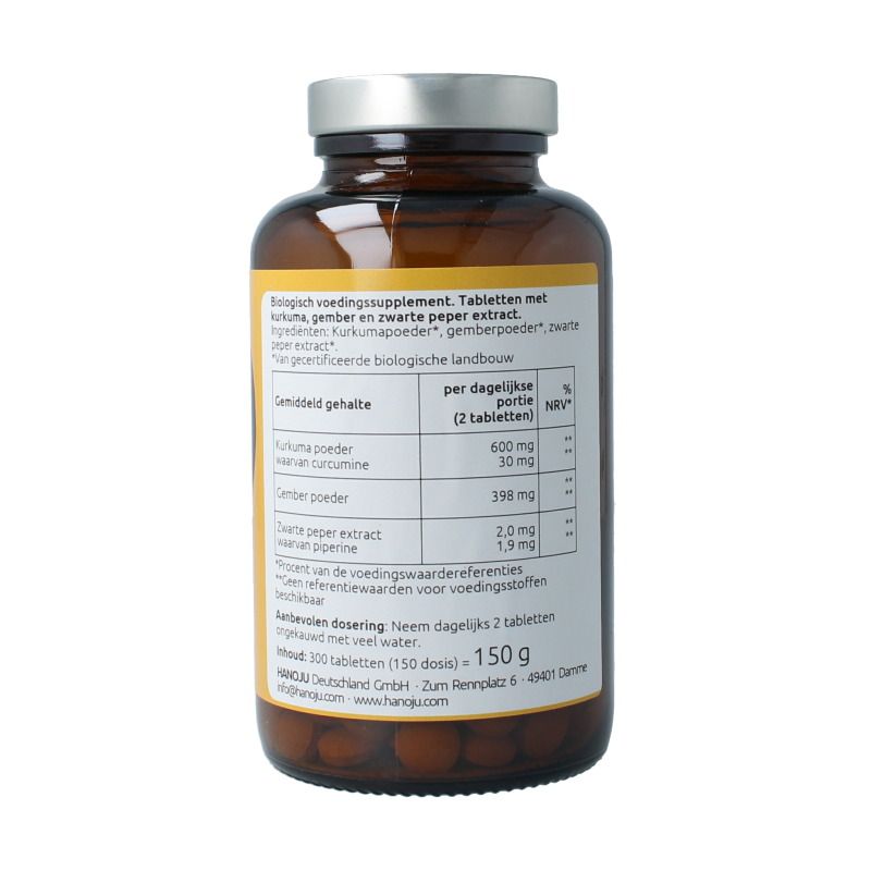 Hanoju Kurkuma + gember + piperine 500mg - Afbeelding 3