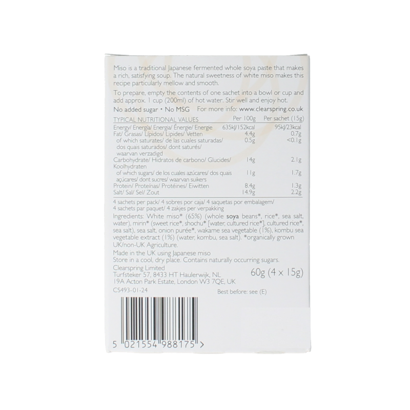 Clearspring Souppaste white miso bio - Afbeelding 3