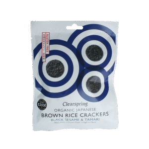Clearspring Bruine rijst crackers zwarte sesam & tamari bio
