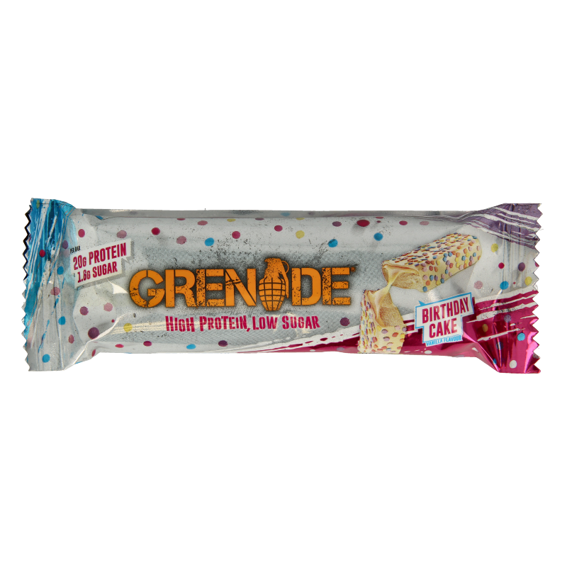 Grenade High protein bar birthday cake