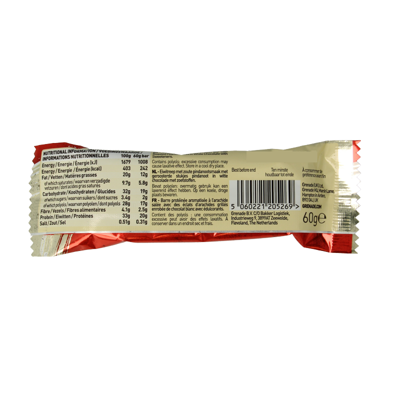 Grenade High protein bar white chocolate salted peanut - Afbeelding 2