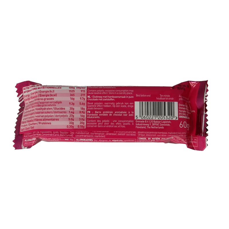 Grenade High protein bar dark chocolate raspberry - Afbeelding 2