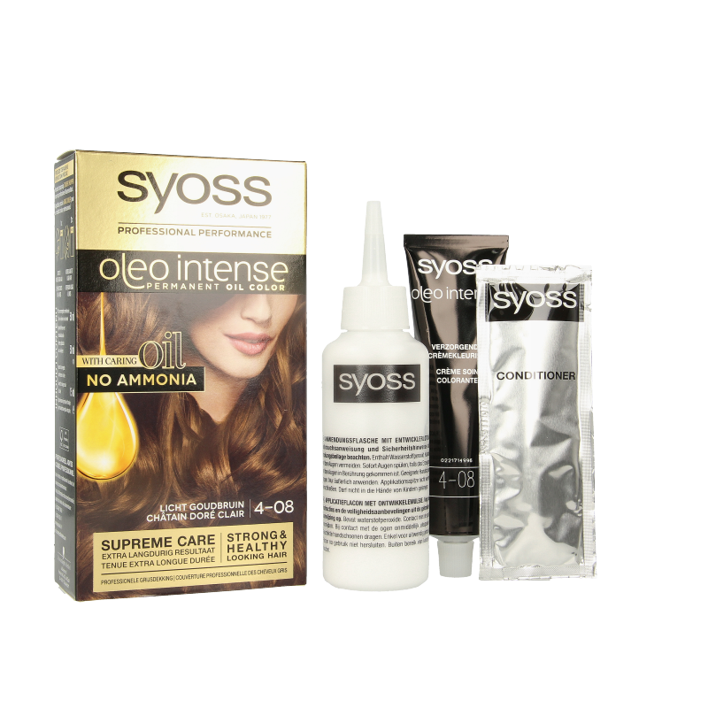 Syoss Color Oleo Intense 4-08 licht goudbruin haarverf - Afbeelding 2