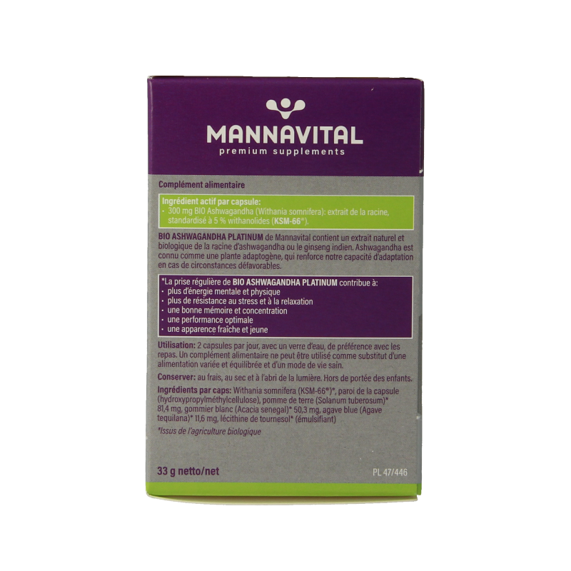 Mannavital Ashwagandha platinum bio - Afbeelding 3