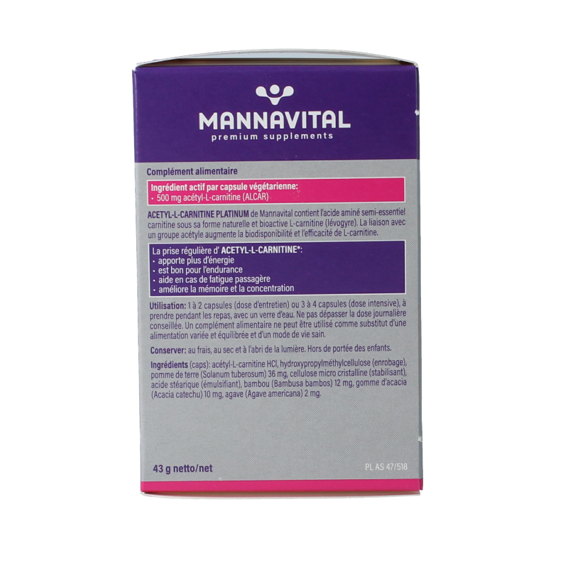 Mannavital Acetyl-L-Carnitine platinum - Afbeelding 3