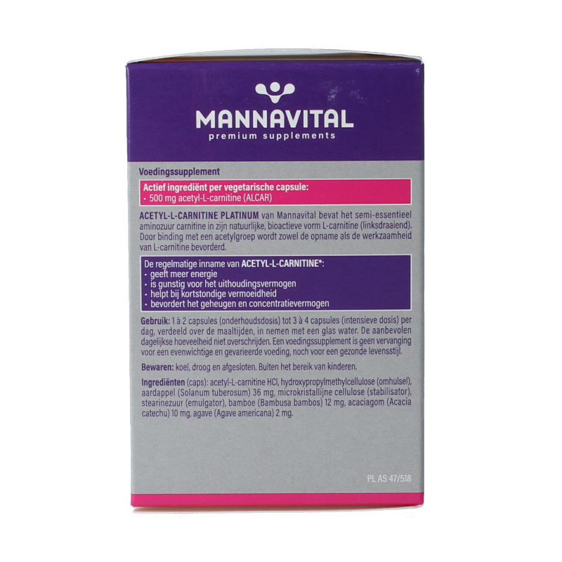 Mannavital Acetyl-L-Carnitine platinum - Afbeelding 6