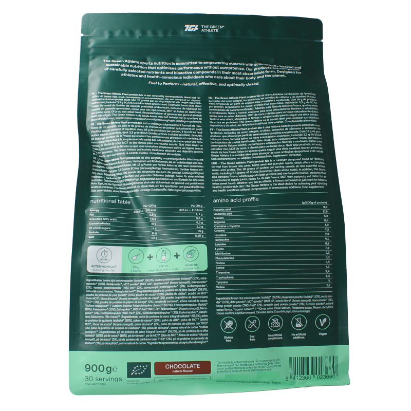 The Green Athlete Plant protein choco bio - Afbeelding 2