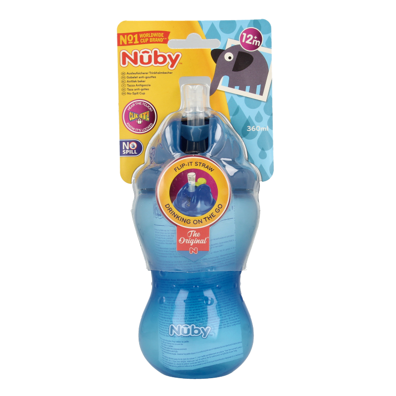 Nuby Flip it 360ml 12+ maanden blauw