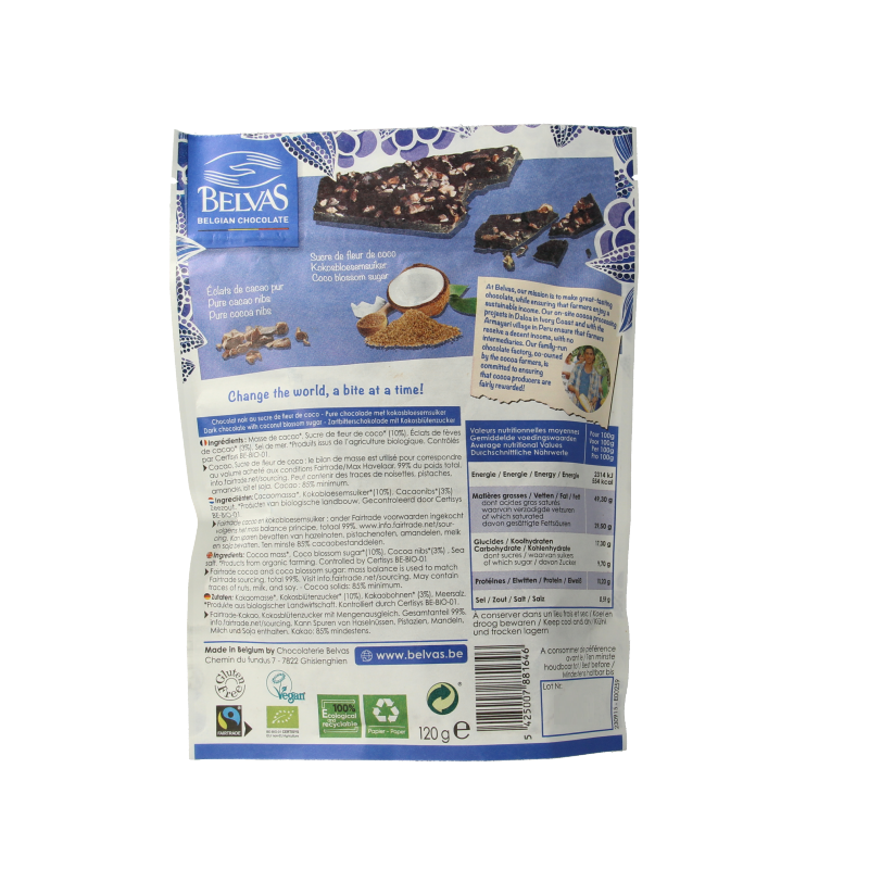 Belvas Thins dark 85% met kokosbloesemsuiker bio - Afbeelding 2