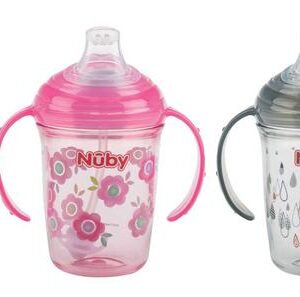 Nuby Antilekbeker handvat & print 240ml 6+ maanden