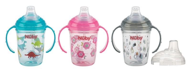 Nuby Antilekbeker handvat & print 240ml 6+ maanden