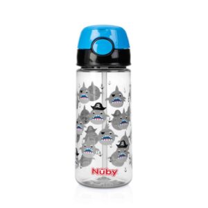 Nuby Beker zacht rietje drukknop blauw 540ml 4+ jaar