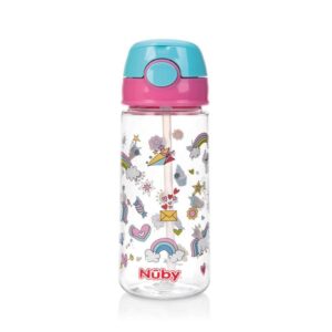 Nuby Beker zacht rietje drukknop roze 540ml 4+ jaar