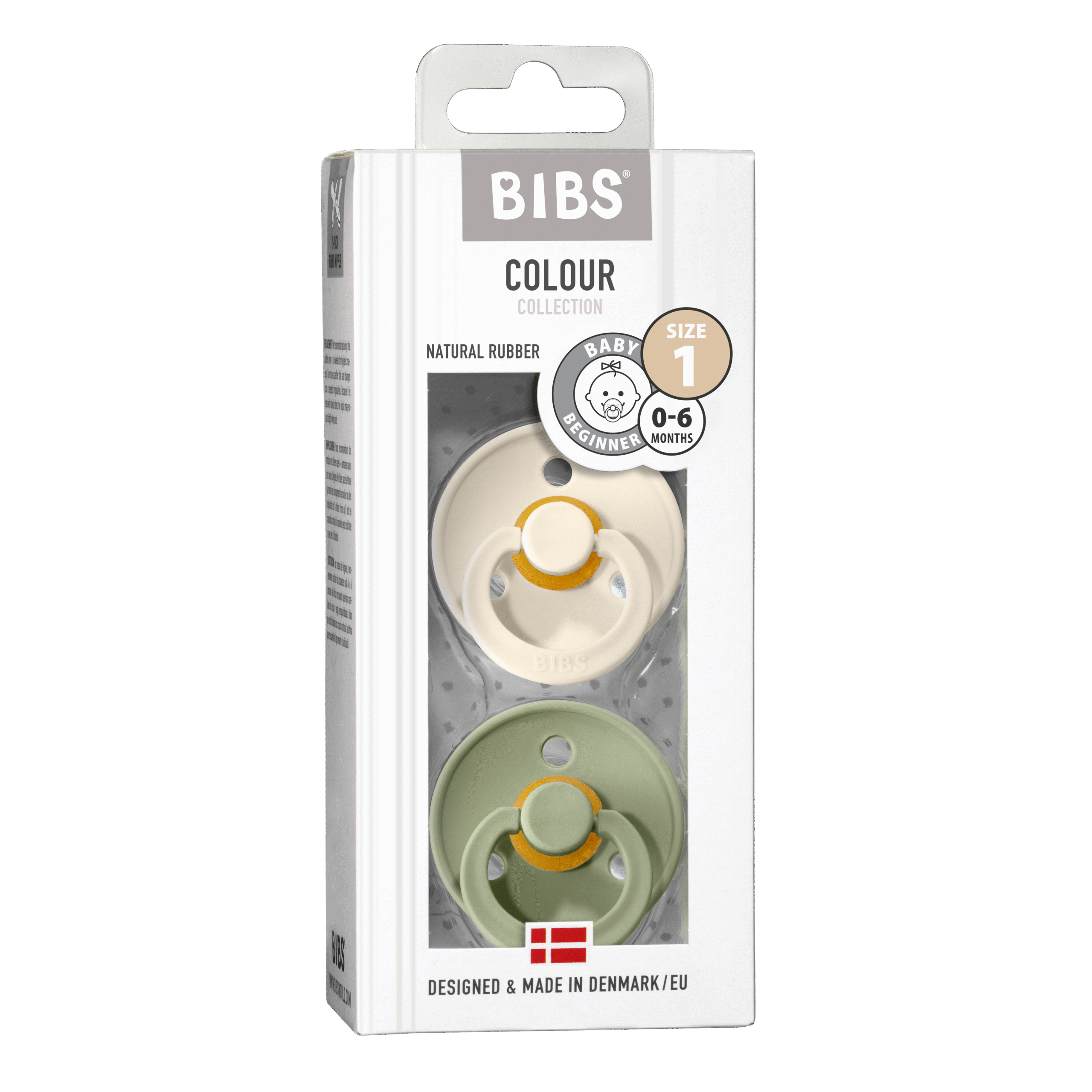 Bibs Fopspeen maat 1 ivory/sage 2 pack