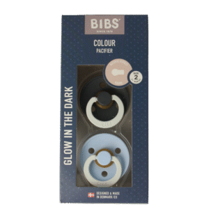 Bibs Fopspeen maat 2 iron/baby blue night 2 pack