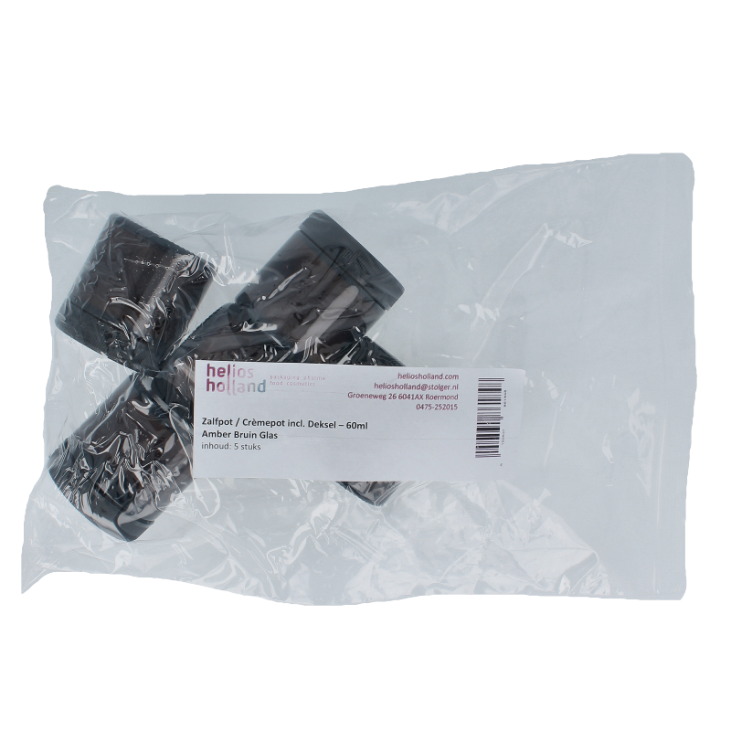 Helios Holland Zalfpot/cremepot incl deksel amber bruin glas 60ml