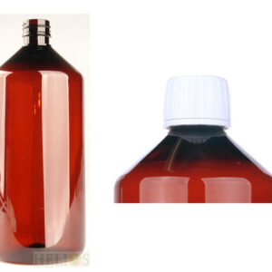 Helios Holland PET medicijnfles 1000ml amber incl witte dop