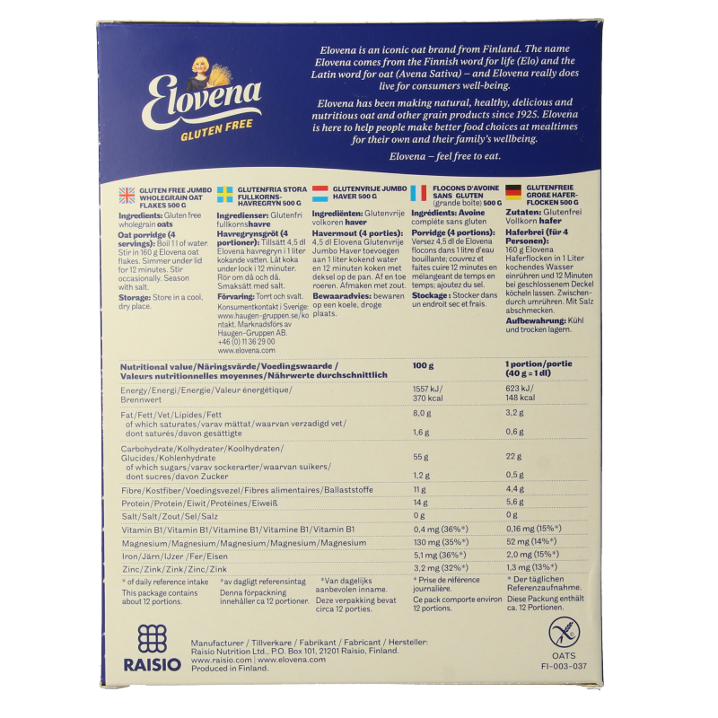 Elovena Havervlokken glutenvrij - Afbeelding 3