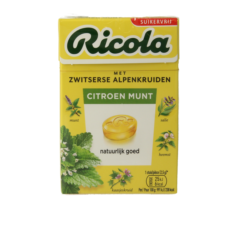 Ricola Citroen munt suikervrij doosje