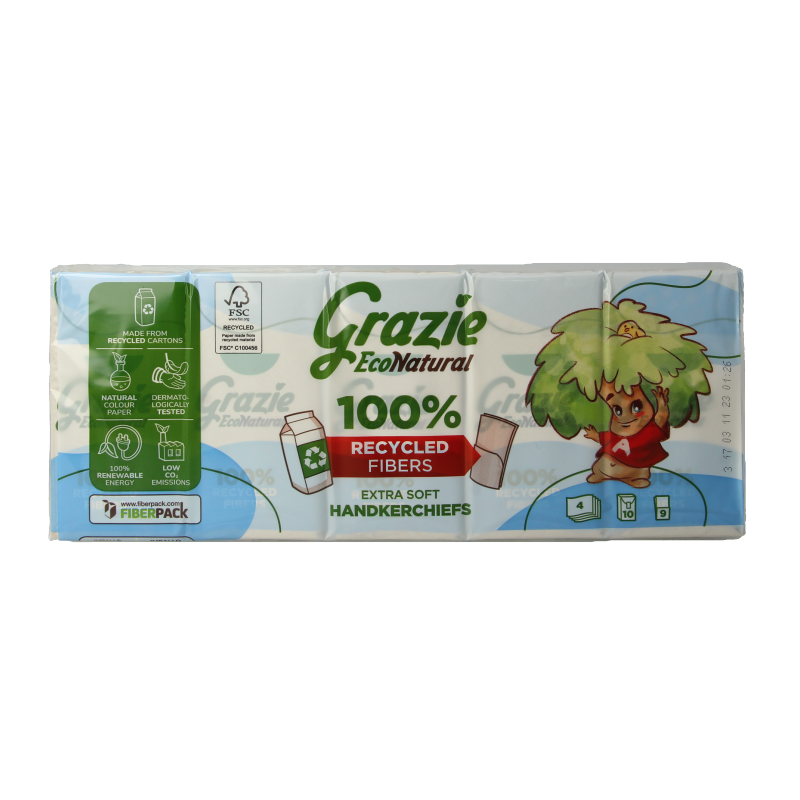 Grazie Natural Zakdoekjes extra soft 10 x 9 zakdoekjes - Afbeelding 2