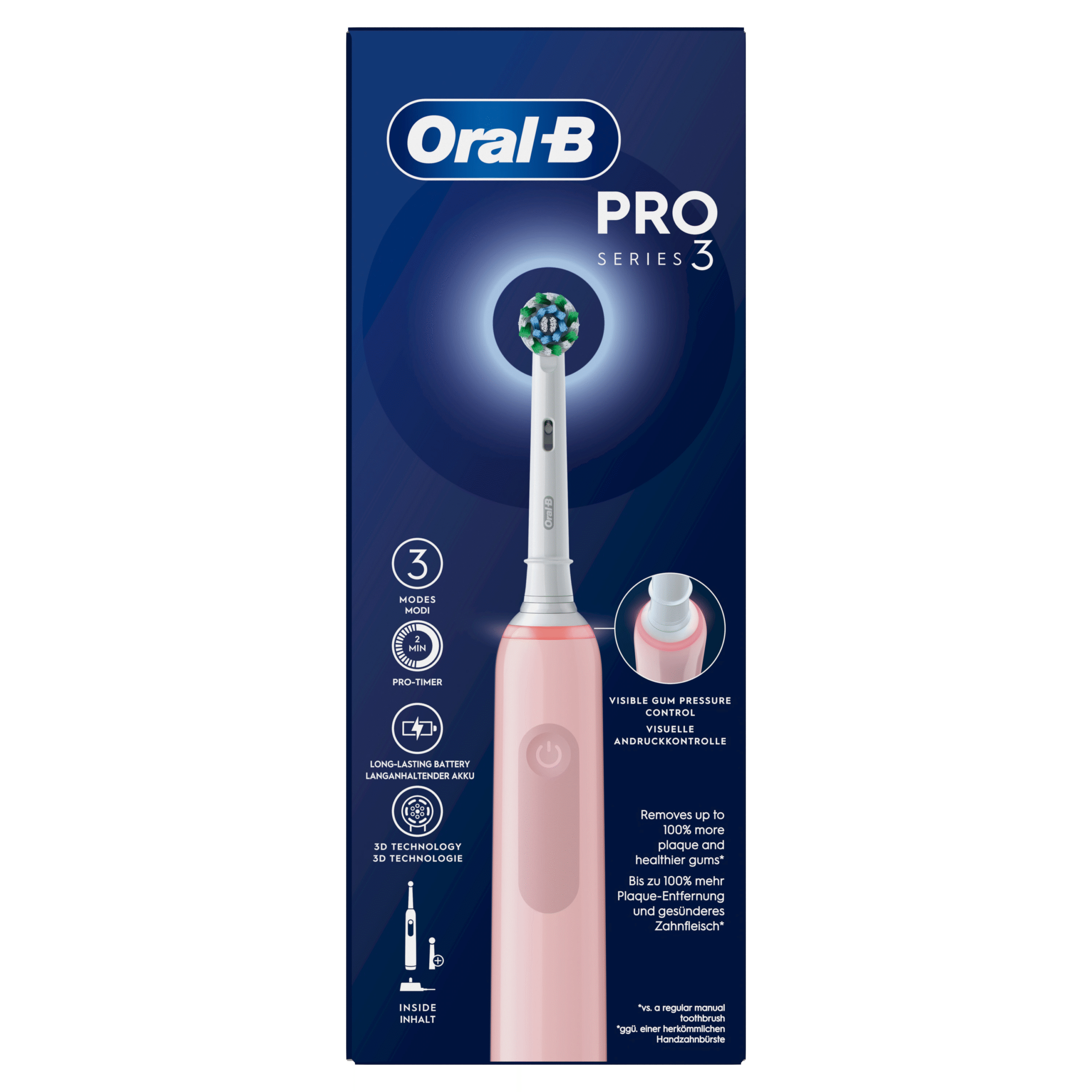 Oral B Tandenborstel elektr Pro 3000 pink cross action