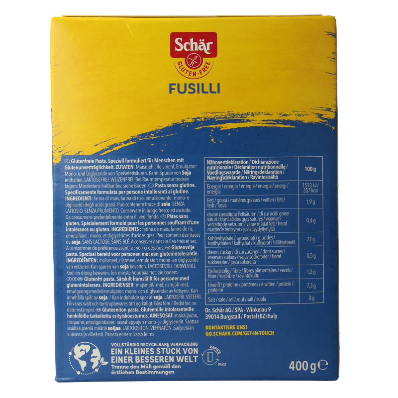 Schar Pasta fusilli glutenvrij - Afbeelding 3