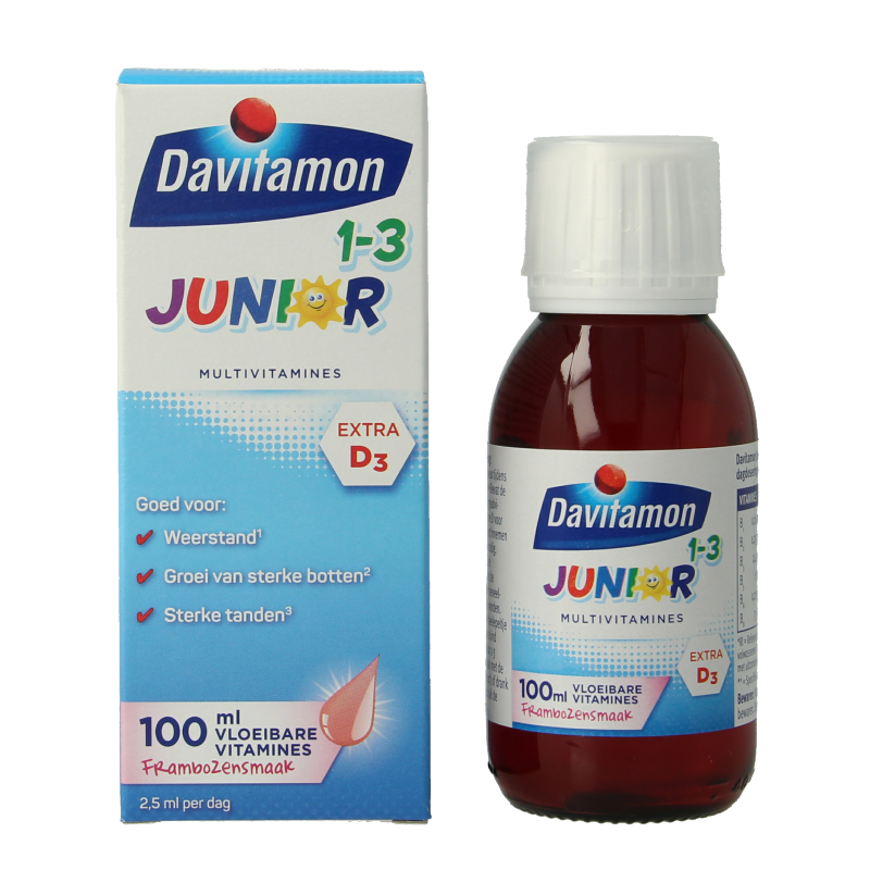 Davitamon Junior 1+ vloeibare vitamines framboos - Afbeelding 2