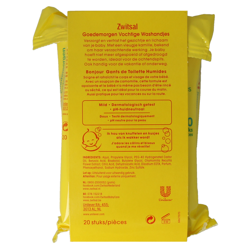Zwitsal Goedemorgen vochtige washandjes - Afbeelding 2