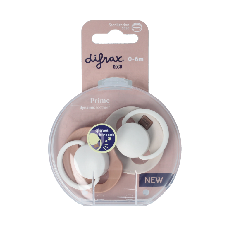 Difrax Fopspeen glow dynamic 0-6 mnd ivory/blush