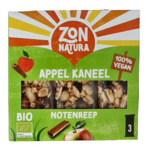 Zonnatura Noten appel kaneel reep 25 gram bio