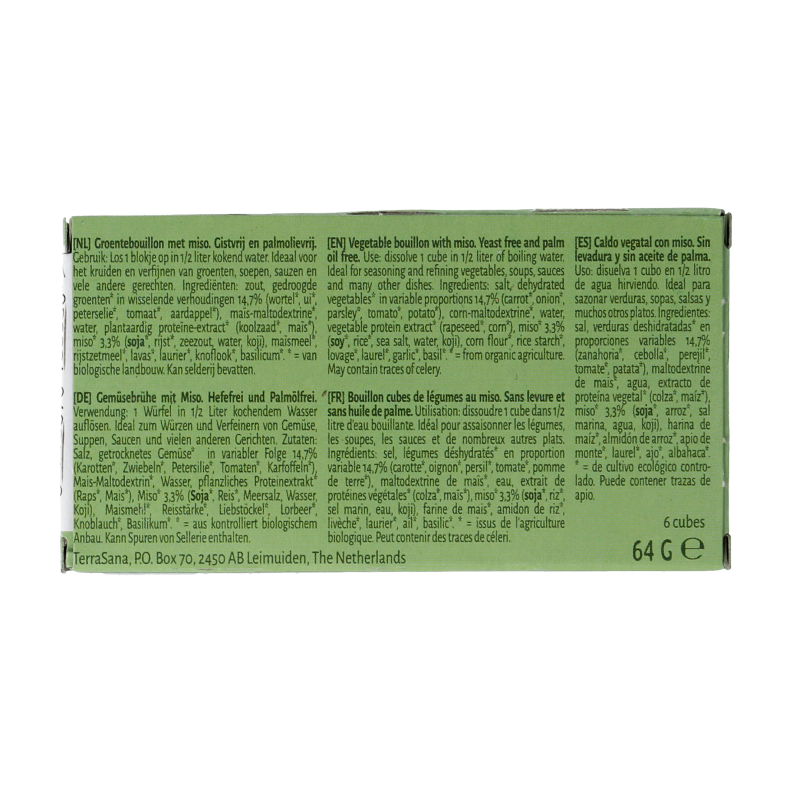 TerraSana Groente bouillon miso blokjes gistvrij bio - Afbeelding 4