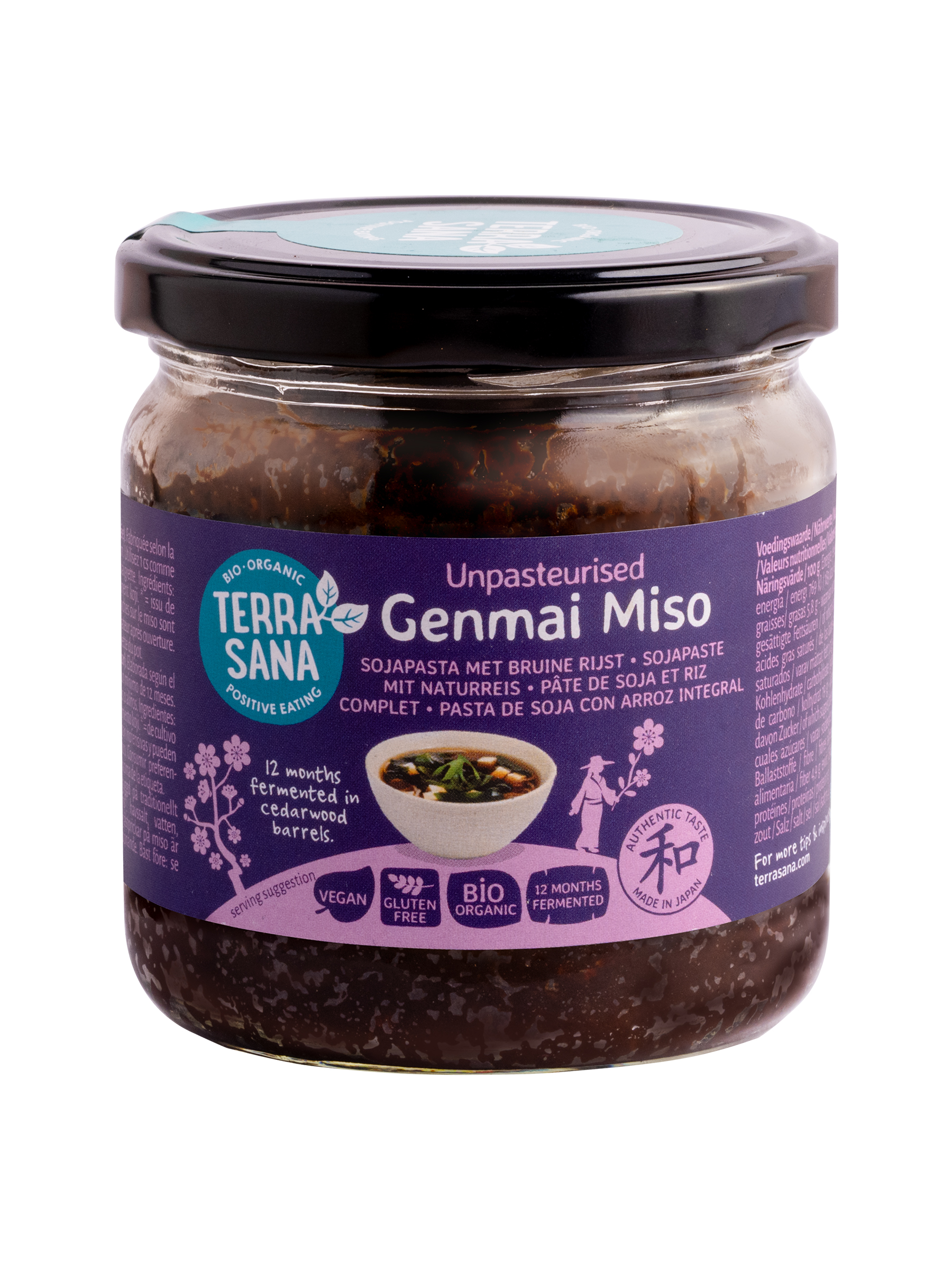 TerraSana Genmai miso ongepasteuriseerd glas bio