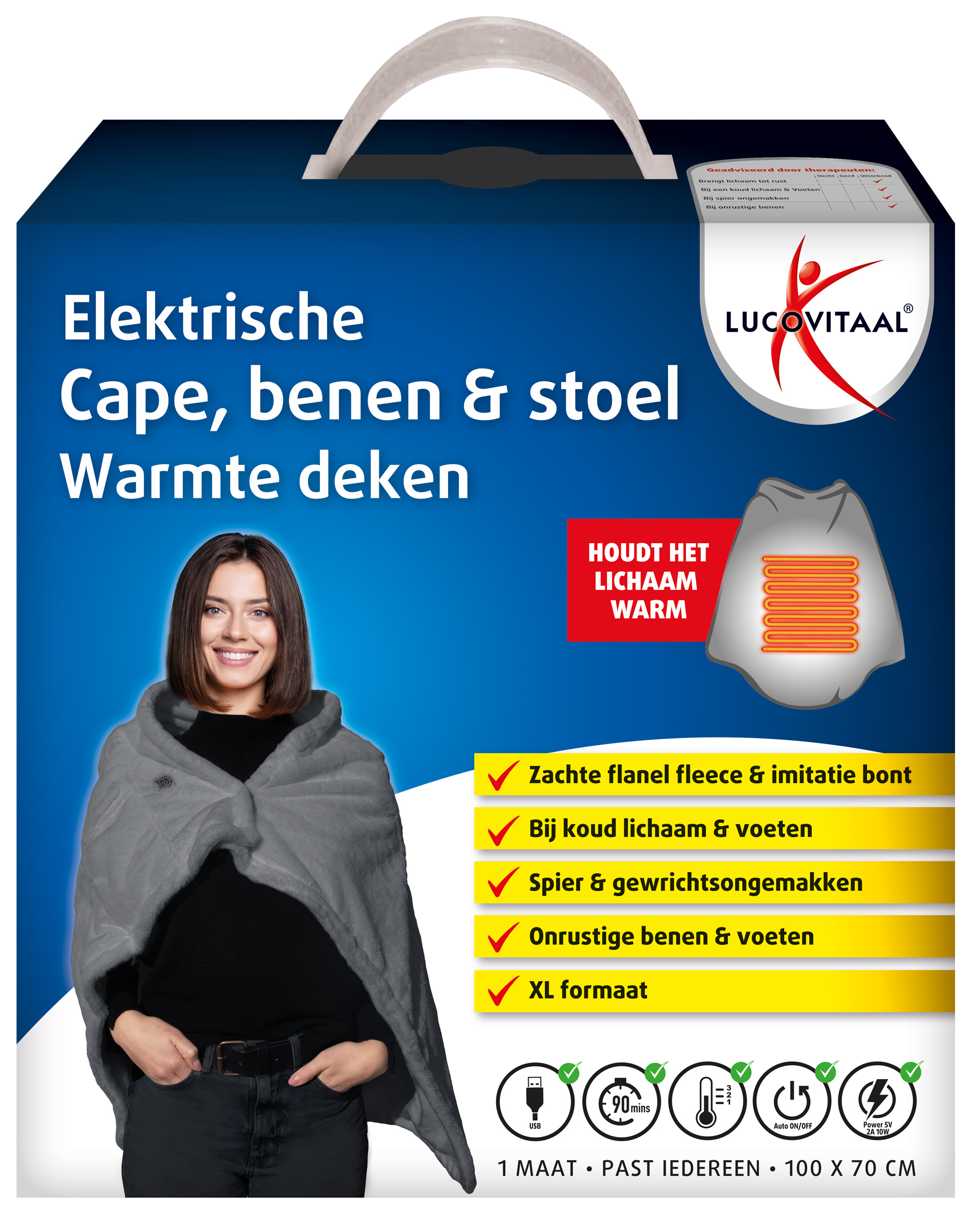 Lucovitaal Electrische cape benen & stoel warmte deken