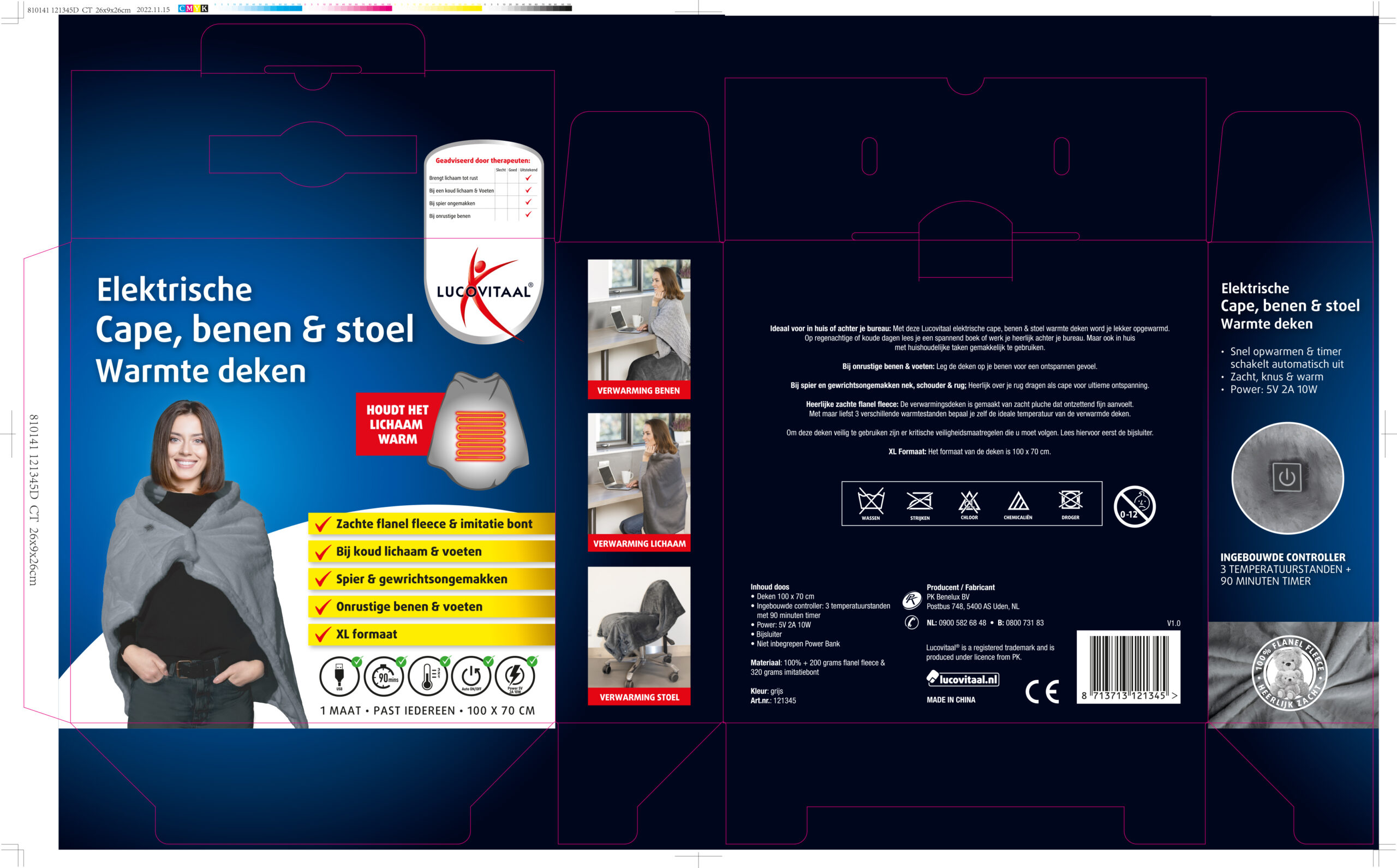 Lucovitaal Electrische cape benen & stoel warmte deken - Afbeelding 2