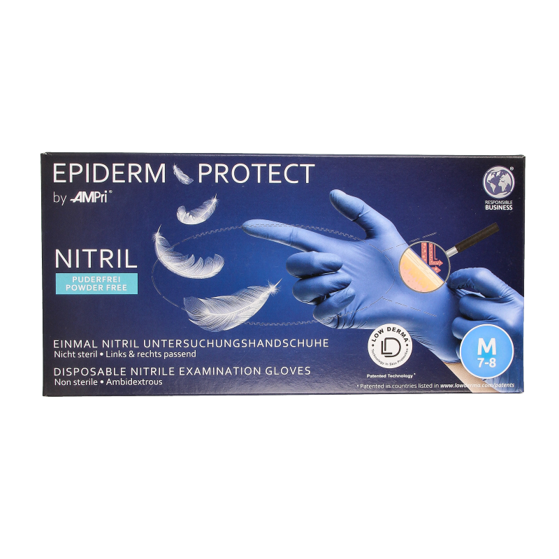 Epiderm Protect Nitriel onderzoekhandschoen poedervrij M blauw