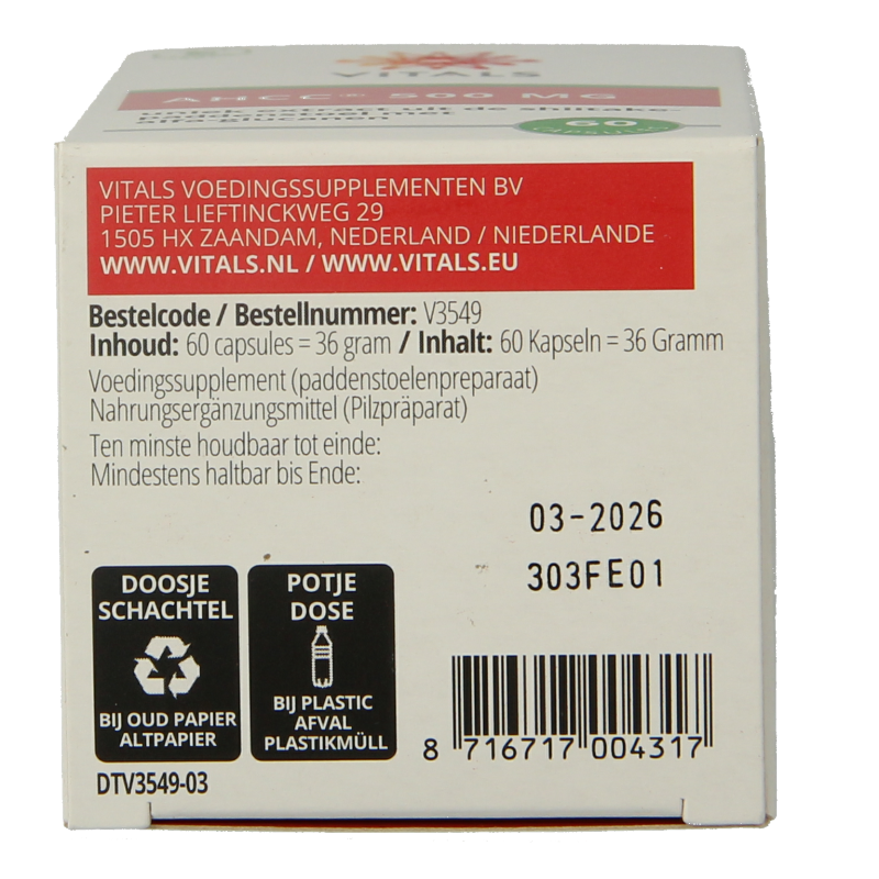 Vitals AHCC 500mg - Afbeelding 7