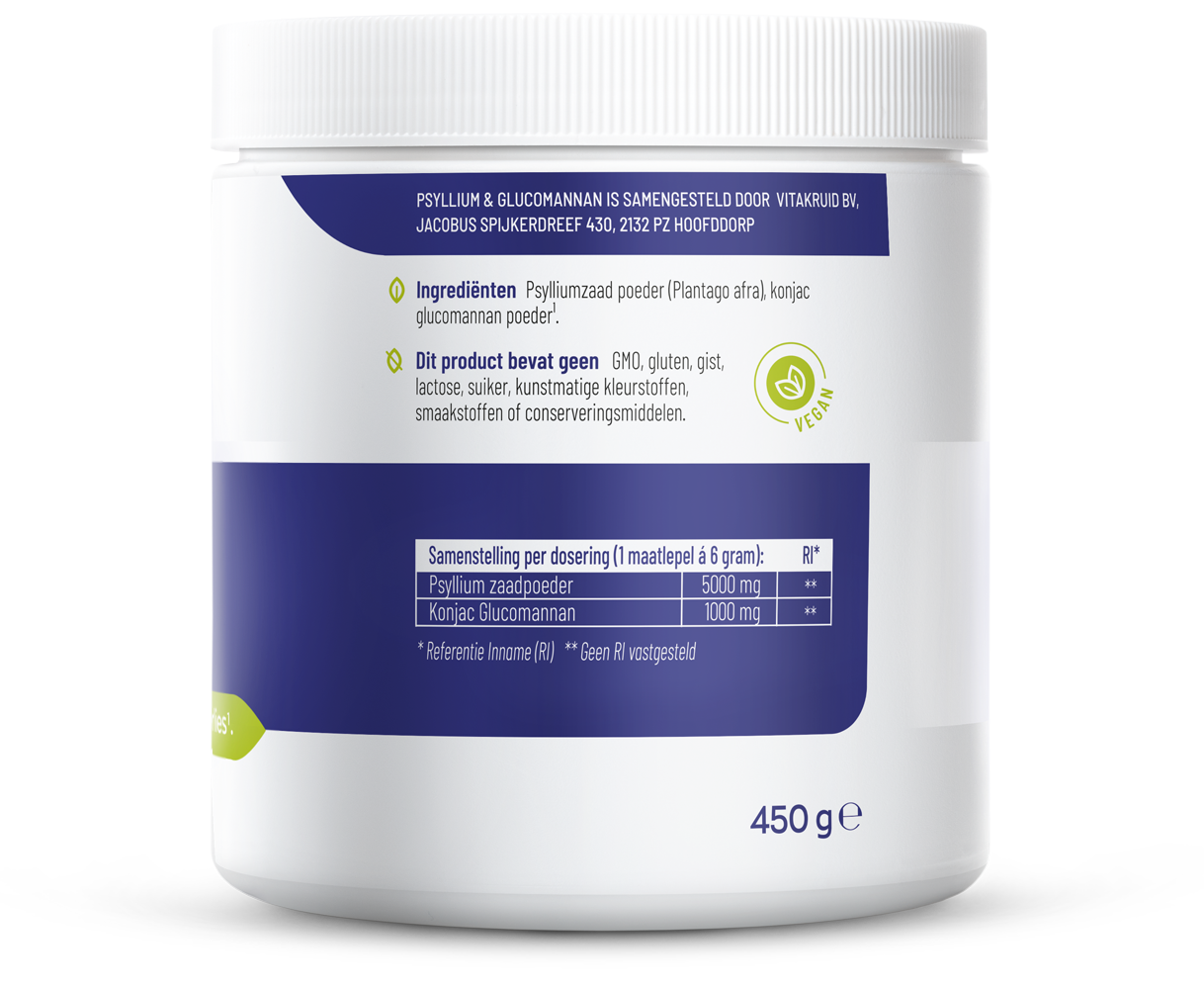 Vitakruid Psyllium 5000 mg & Glucomannan 1000 mg vezels - Afbeelding 3