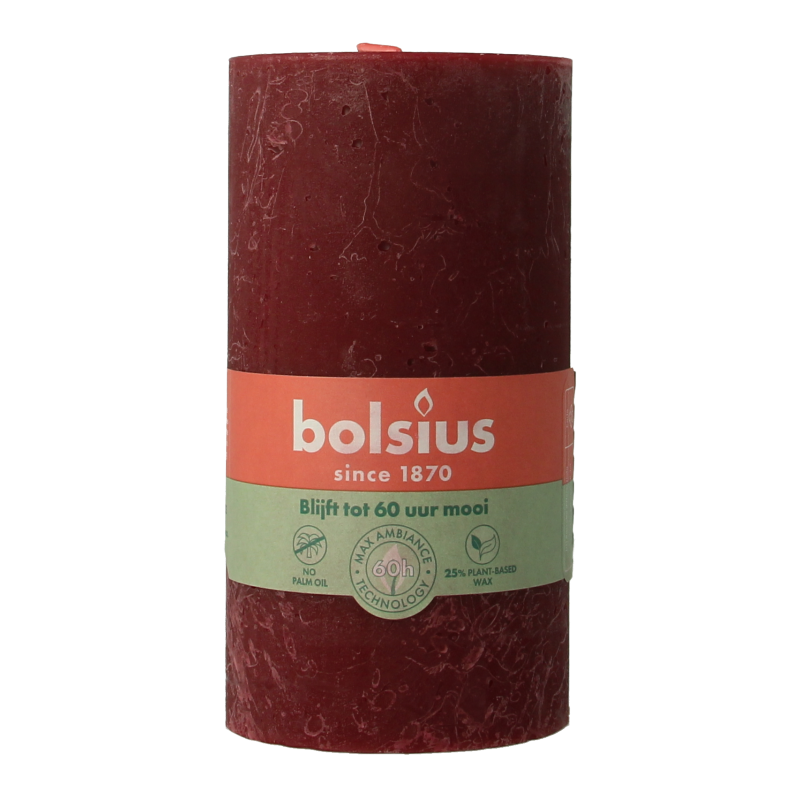 Bolsius Rustiekkaars shine 130/68 velvet red