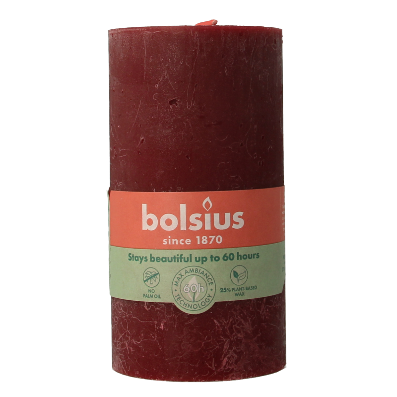 Bolsius Rustiekkaars shine 130/68 velvet red - Afbeelding 3