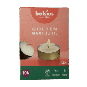 Bolsius Maxi lichten 10uur wit met gouden cup