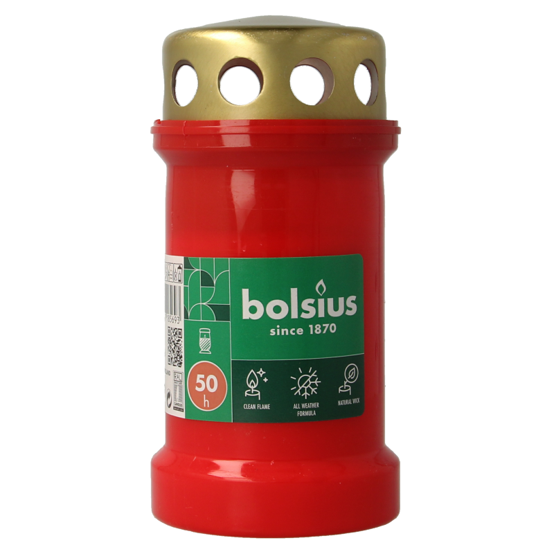 Bolsius Herdenkingslicht nr3 rood met deksel