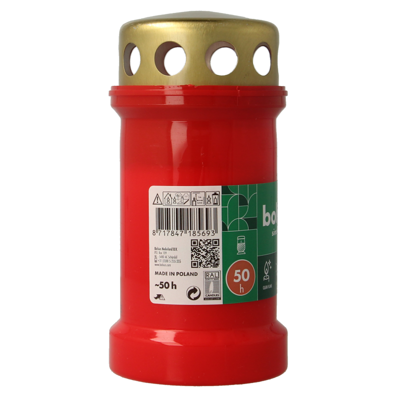 Bolsius Herdenkingslicht nr3 rood met deksel - Afbeelding 2