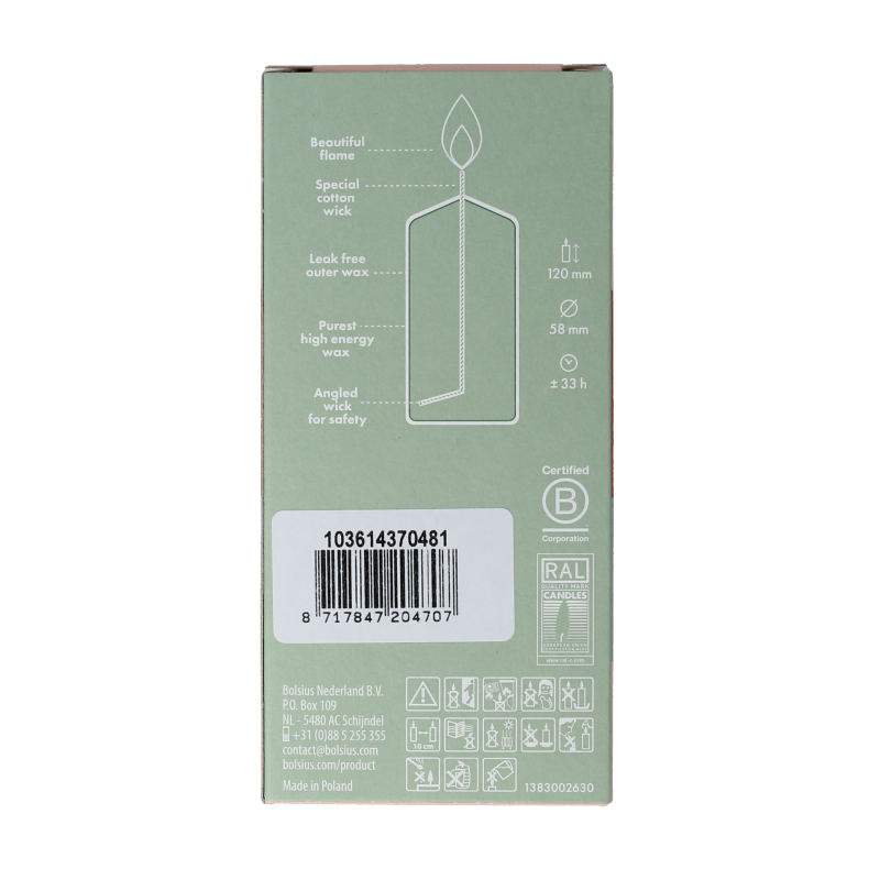 Bolsius Stompkaars 120/58 white silver - Afbeelding 3