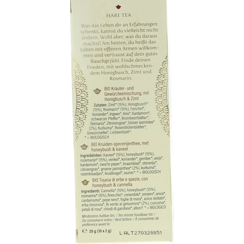 Hari Tea Honeyrush cinnamon rosemary lightness bio - Afbeelding 4