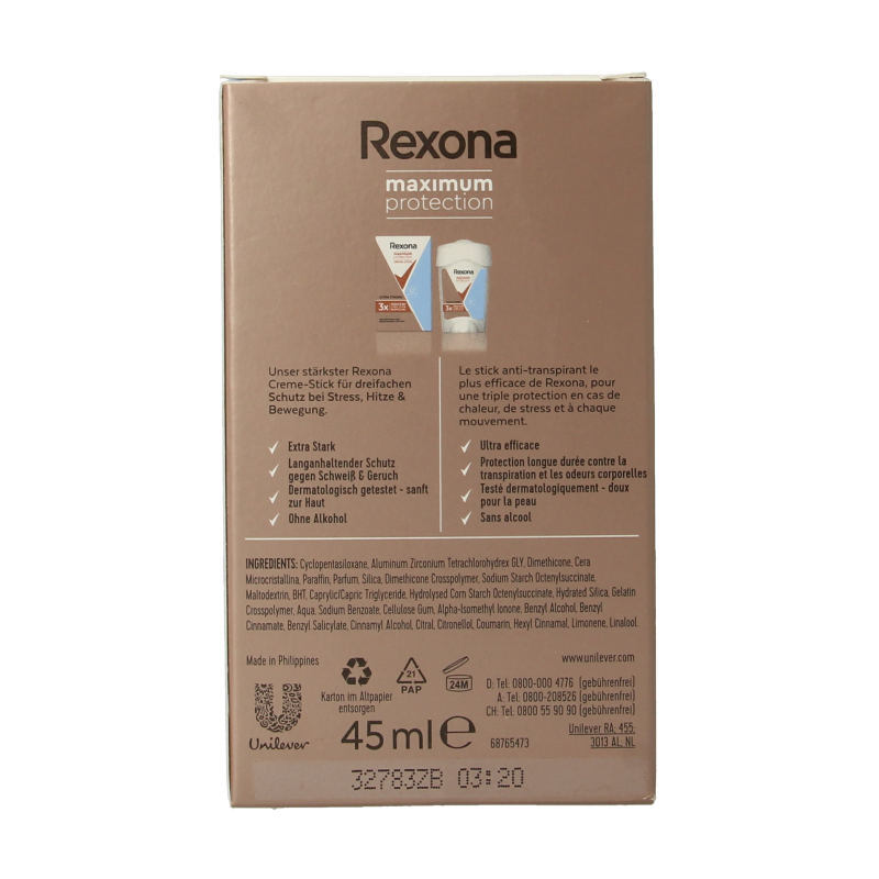 Rexona Deodorant stick woman max prot clean scent - Afbeelding 4