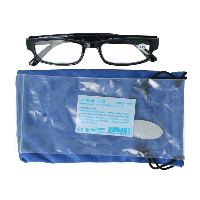 Melleson Overkijk leesbril zwart +2.00